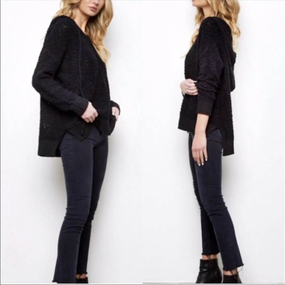 Young Fabulous & Broke Popcorn Knit Hoodie Black